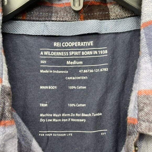 Rei Button-Up Shirt Men's Sz M Purple Flannel Plaid Collared Front Pockets - Picture 7 of 9